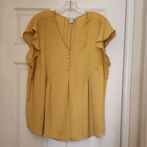 Carolina Belle Mustard Ruffle Blouse